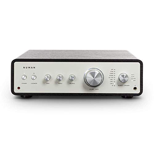 Numan Drive Amplificador estéreo Digital - Amplificador HiFi, Retro, 2 x 170 W / 4 x 85 W RMS, 5 x Line In, 2 or 4 x Altavoz Salida, 1 x Auriculares Salida, Bluetooth 5.0, Mando a Distancia, Negro