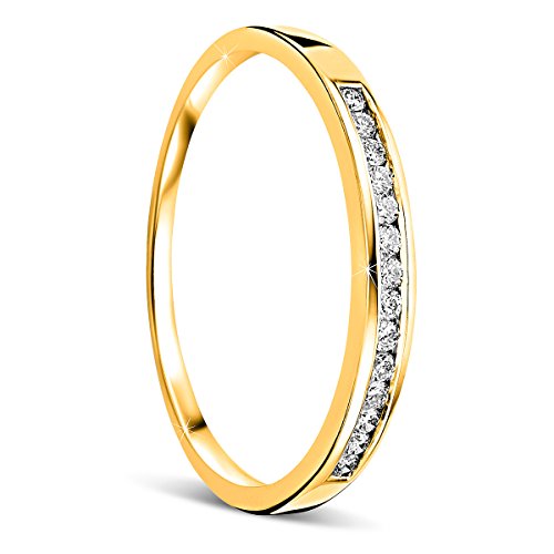 Orovi anillo de mujer compromiso/aniversario 0.10 Quilates diamantes en oro amarillo 18 kilates ley 750
