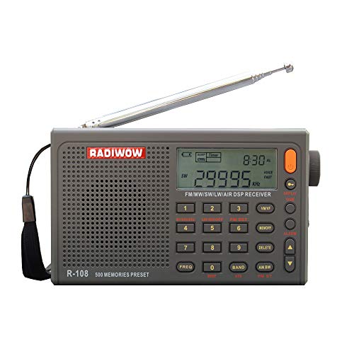 RADIWOW® R-108 Radio Digital Portable Radio FM Stereo/LW/SW/MW/Air/DSP Receiver with LCD Sound for Indoor&Outdoor Activities for Parents