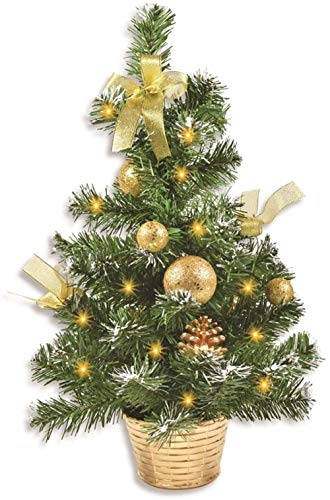 Riffelmacher árbol de Navidad Decorado, Las Luces de 50cm 20257 - Oro - árbol de Navidad con Cintas Guirnalda Adornos, Colores: / Oro Verde (Color : Grün/Gold)