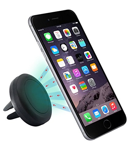 Sannysis Air magnético Soporte de Télefono para Coche de Smartphone para iPhone 6 / 6 Plus / 5 / 5S / 5C / 4 / 4S, Samsung Galaxy S6 / S5 / S4 / Note 4/3, Google Nexus, LG G3 y dispositivo GPS (Negro)