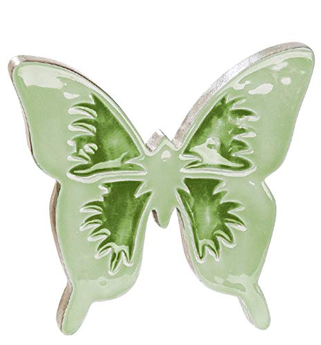 dekojohnson - Mariposa decorativa de madera de mariposa, decoración para ventanas, banco, decoración para habitaciones, madera de mango, 19 x 2 x 13 cm, color verde