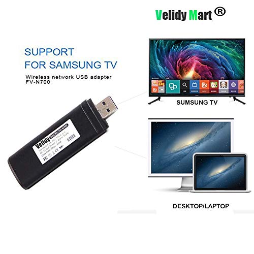 Adaptador Velidy Wi-Fi inalámbrico USB para televisión, 802.11ac de doble banda 2,4 GHz y 5 GHz, adaptador USB de red WiFi inalámbrico para smart TV Samsung WIS12ABGNX WIS09ABGN 300M