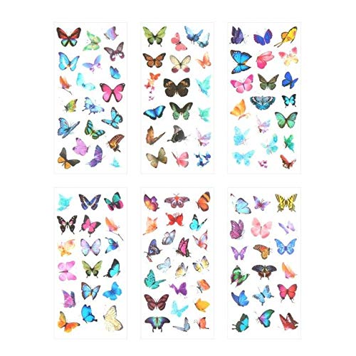 PMSMT 6 Hojas Precioso Mariposa Decorativa Etiqueta engomada de DIY Scrapbooking Label Diary álbum de cromos Escolar   A