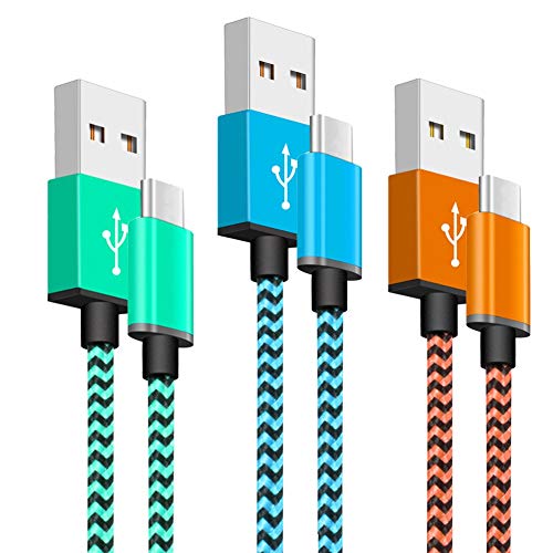 Yosou Cable USB Tipo C [3 Pack 1m] - Cable Cargador de Nylon, Carga Rápida, para Samsung Galaxy S10/S9/S8/A20/A40/A50/A70, Huawei P9/P10/P20/P30, Nintendo Switch, Sony Xperia
