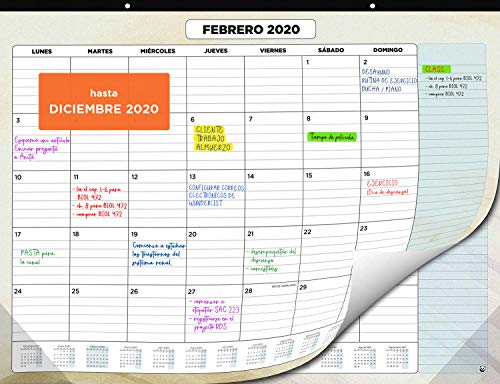 Calendario de Pared 2020 de SmartPanda – Calendario Mensual de Sobremesa – Noviembre 2019 a Diciembre de 2020 – Vista de un Mes – 33 cm x 43 cm
