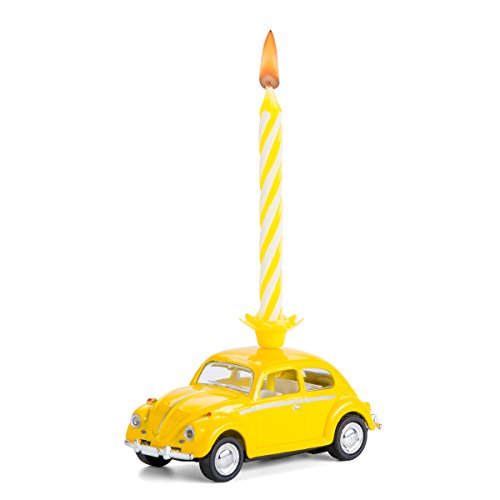 corpus delicti :: Vela sobre Ruedas - el Regalo de cumpleaños con Vela para Todos los fanáticos de Beetle - VW Beetle / Escarabajo de VW de Metal (Amarillo)