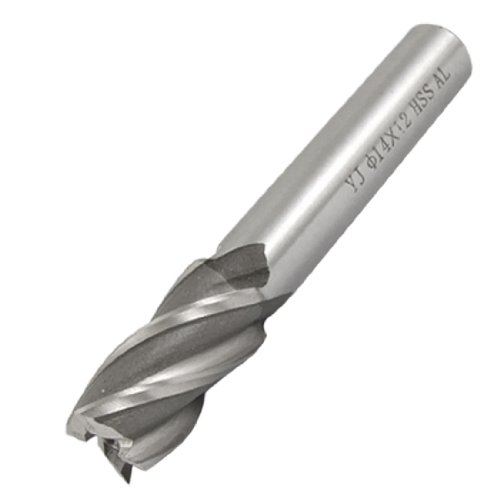 14 mm diámetro punta broca helicoidal HSS 4 tipo flauta cortador fresador cilíndrico de acoplamiento sal y pimienta