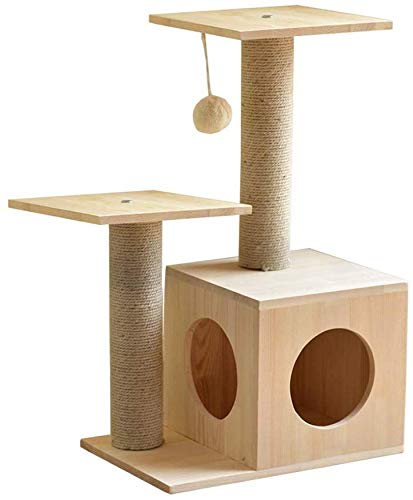 Cat tree Árbol del gato y de la torre, Apartamento Club mascotas, plataforma de salto de gato y el balón colgado, gato juguete Junta gato, mascotas Beige marco de la formación de escalada (Color: Beig