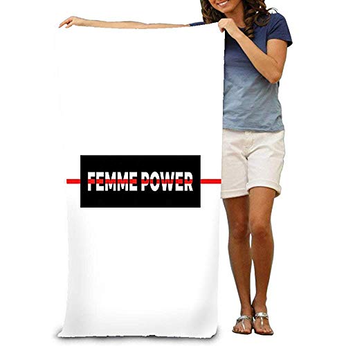 chillChur-DD Bath Towel Asciugamano da bagno Morbido telo Mare Grande Modello Unico Femme Power Slogan Grafica Moderna Nero Rosso Linee orizzontali Stampa Moda Femme Power
