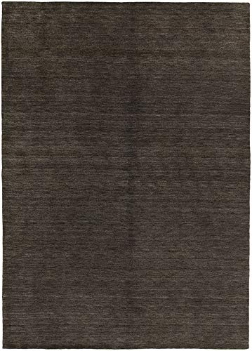 HAMID - Alfombra Gabbeh Color Liso - Alfombra de Lana - Tejida a Mano - Color Negro (170x240cm)