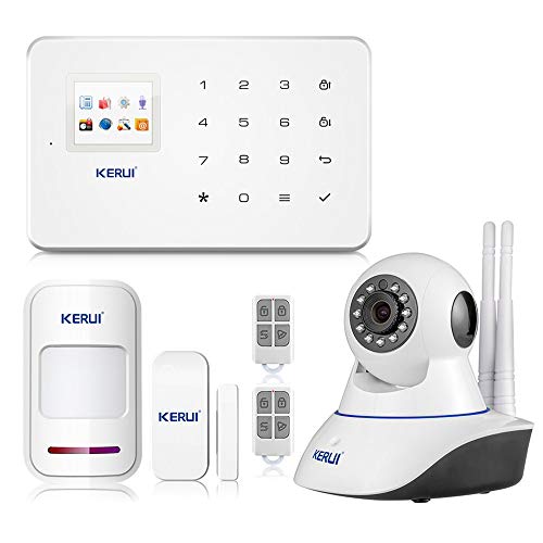 KERUI G18 APP Control Hogar del Alarma Sistema de Seguridad GSM Alarma Sensor de Ventana/Puerta Magnético Inalámbrico, Detector Movimiento, Cámara IP Vigilancia Infrarroja WIFI para el Casa/Tiend