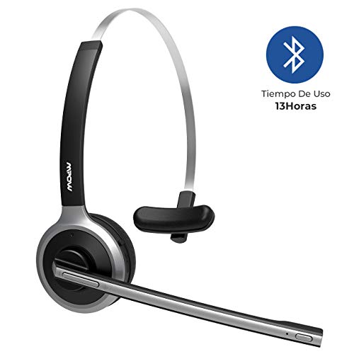 Mpow Auriculares Bluetooth V4.2 con Micrófono, Auriculares Inalámbricos de Diadema, Cancelación de Ruido, Manos Libre Bluetooth, para Conductores, Centro de Llamada, Oficina, Skype