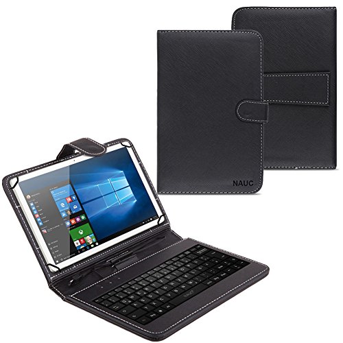 NAUC® – Funda con teclado para Alcatel One Touch Pixi 3 de 10 pulgadas, 3G, teclado QWERTZ, función atril, micro USB