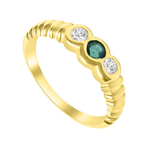 Anillo mujer oro 750 18 kt con esmeraldas 0,20 ct y diamantes 0,16 ct G VVS anillo de compromiso oro y esmeraldas low cost anillo alianza