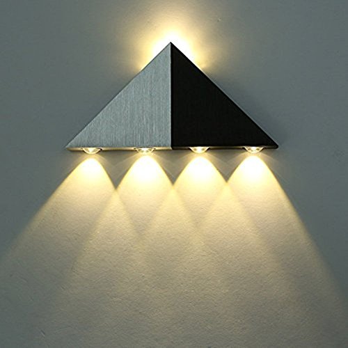 Asvert Apliques de Pared Escaleras Lámpara de Pared LED triángulo de aluminio arriba y abajo para Dormitorio, Pasillo, Sala de Estar, KTV (blanco cálido)