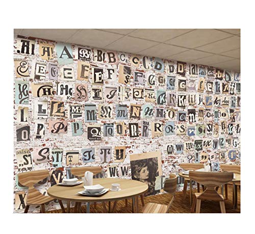 Europa y los Estados Unidos Papel de lágrima del periódico antiguo Letras en inglés Bar Restaurante Fondo Muro Fondo de pantalla personalizado 3D