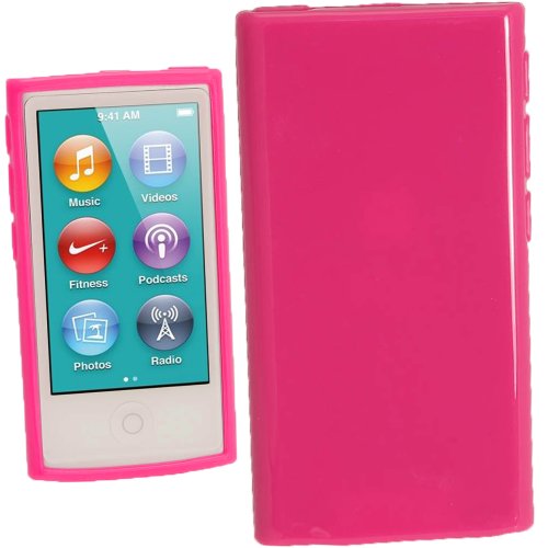 igadgitz Rosa Case TPU Gel Funda Cover Carcasa para Apple iPod Nano 7ª Gen 7G 16GB + Protector de pantalla