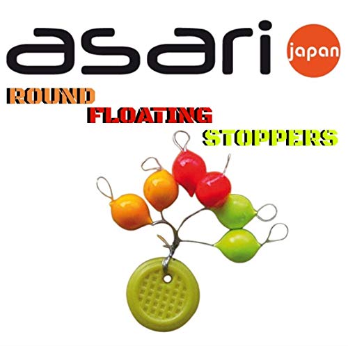 Asari - Tapones flotantes Redondos para Pesca, Round Floating STOPPERS Multicolor, Large