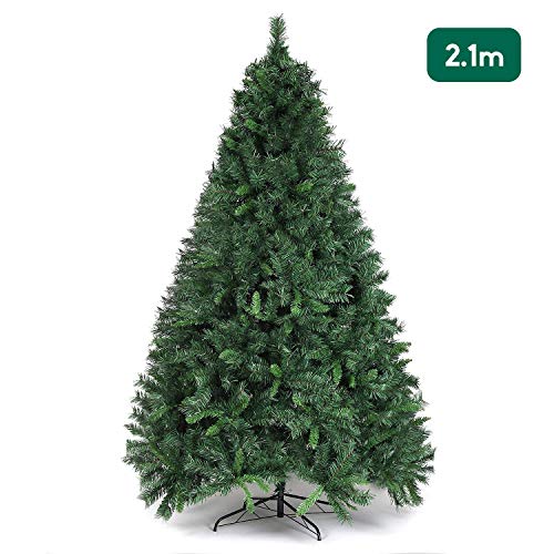 SALCAR Árbol de Navidad de 210 cm, Árbol Artificial con 868 Puntas, ignífugo, Abeto, construcción rápida Incl. Soporte para árbol de Navidad, Navidad decoración Verde 2.1 m