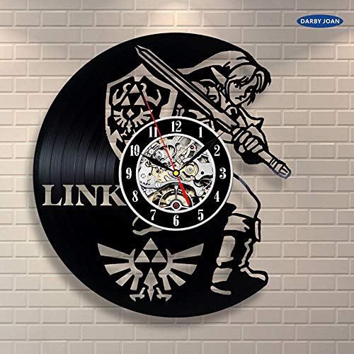 Zhuhuimin Reloj de Pared con Disco de Vinilo Art Nouveau, Reloj Hecho a Mano Legend, decoración de Reloj Negro, Disco de Vinilo para el hogar