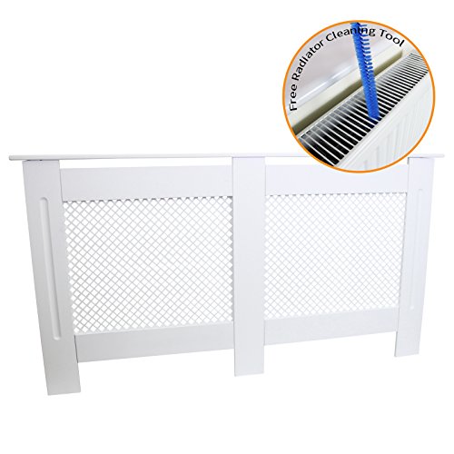 Cubierta para radiador de Madera MDF Pintada en Color Blanco con Rejilla de calefacción Moderna para Muebles de hogar (1515 mm)