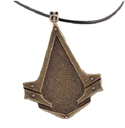 Fashion Jewery Collar colgante, collar joyero Assassin's Creed, accesorios, diseño con escudo, bronce antiguo