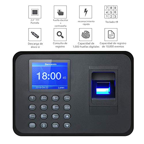 Febelle Máquina biométrica de huellas dactilares pantalla LCD USB sistema de asistencia digital contraseña de huellas empleado comprobador