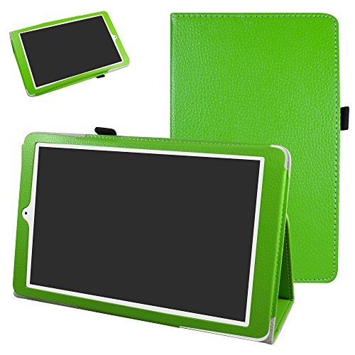 Mama Mouth Alcatel Onetouch PIXI 3 (10) Funda, Slim PU Cuero con Soporte Funda Caso Case para 10.1" Alcatel One Touch Pixi3 10 Android Tablet,Verde