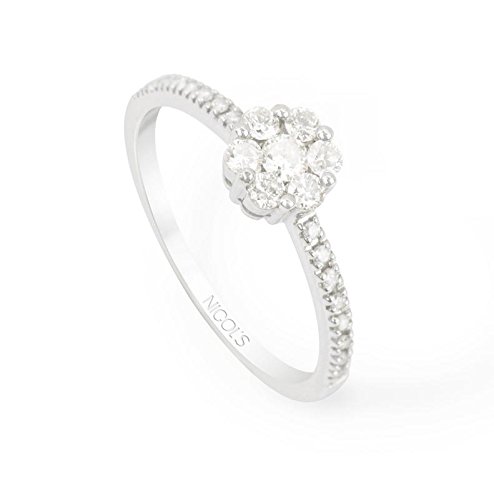 NICOLS 14710031011 - Anillo Diamantes Rosetón DIAMOND CLASSIC NICOL´S. Fabricada en oro blanco y diamantes talla brillante. Peso total D0.55ct.