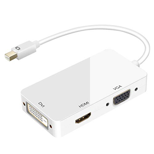 Ozvavzk DisplayPort a HDMI VGA DVI, 3 en 1 Mini Displayport Thunderbolt DP to HDMI VGA DVI Cable Convertidor For MacBook Suface Pro Air