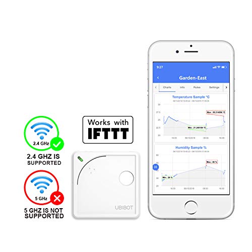 Termómetro inalámbrico con wifi, temperatura remota, humedad, monitor de luz, sensor de medio ambiente y alertas de aplicaciones móviles, de UbiBot