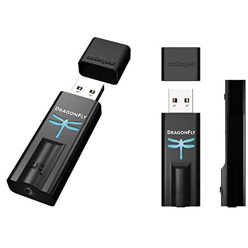 AudioQuest Dragonfly Black USB - Tarjeta de Sonido (24-bit/96kHz, USB, PIC32MX, 1,2 V, Negro, 19 mm)