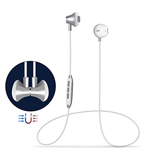 Auricular Bluetooth Manos Libres Bluetooth V4.1 Magnético In-Ear Auriculares Deportivos con Cancelación de Ruido avanzado, Estéreo, Sweatproof IPX4 Incorporado Micrófono para Android etc Smartphones
