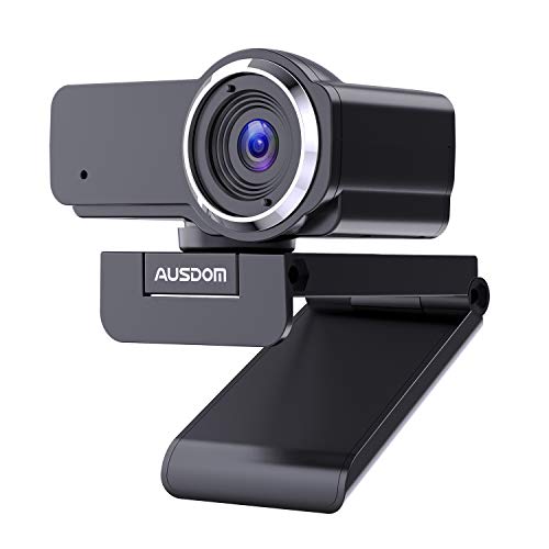 AUSDOM Webcam 1080P Full HD con Micrófono, Enfoque Manual USB Cámara P, Gran Angular para Video Chat/Grabación en Youtube/Skype, Compatible con Windows 7/8/10 / XP/Chrome/Mac OS