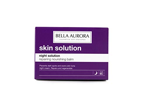 Bella Aurora Night Solution Bálsamo Nutritivo y Reparador Anti-Arrugas Crema Facial Hidratante de Noche Previene Aparición de Manchas, 50 ml