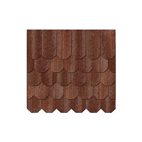 Chapa de madera auténtica Tejas oscuros. – Panal Forma – Tamaños y cantidad de selección de, 50 unidades, 65mm x 32.5mm