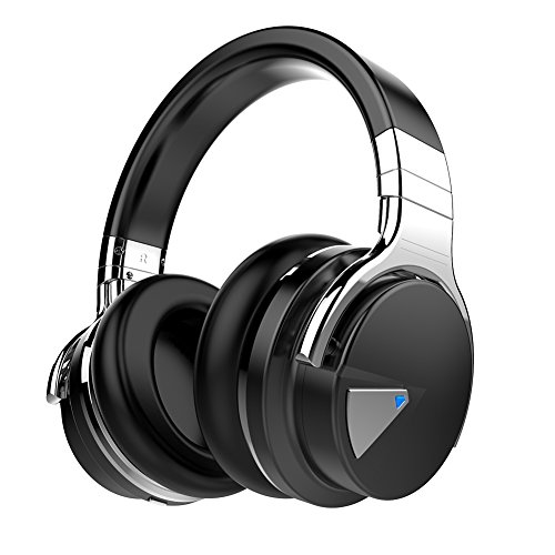 Cowin E7 Auriculares con cancelación activa del ruido Auriculares inalámbricos Bluetooth con micrófono de bajos profundos sobre la oreja, Cómodas almohadillas de proteínas, 30H Tiempo de juego - Negro