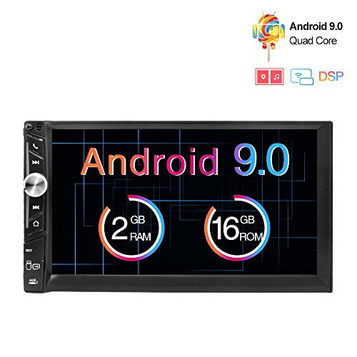 Freeauto Android 9.0 2 DIN Autoradio Universal, GPS Navegador Radio para Coche estéreo Doble soporta Bluetooth, Control Volante, WiFi, Mirror-Link, Subwoofer, USB, AV-out