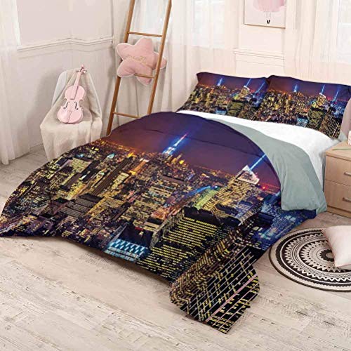 Funda de almohada de Nueva York Funda de almohada Paisaje urbano aéreo Punto de referencia Cuatro de julio Independencia Ático Arte moderno Impresión de imágenes Ropa de cama Decoración Oro púrpura