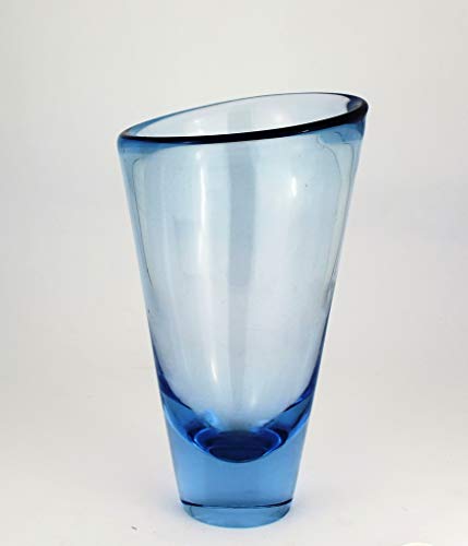 Holmegaard Vidrio por per Lutken Jarrón de Cristal Retro Vintage – años 50/60 – Medidas: 834 gr. 18,5 cm Alto & 11 cm diámetro. Color: Azul - Artículo de Segunda Mano