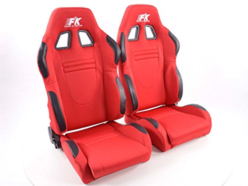 Racecar - Juego de asientos deportivos (1 izquierda y 1 derecha), color rojo