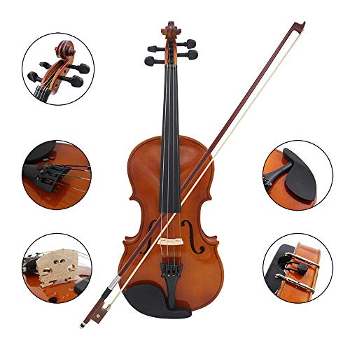 Volwco violín de madera maciza de tamaño completo 1/8 para principiantes/estudiantes, kit de iniciación de violín acústico profesional con funda, arco y colofonia