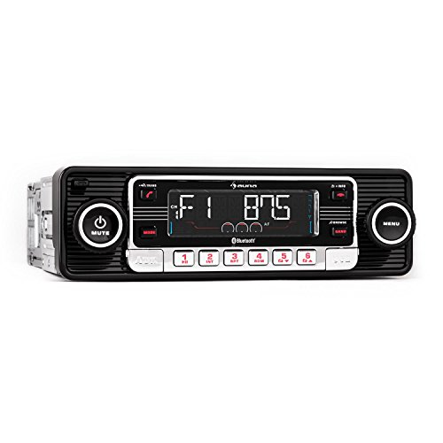 AUNA RMD-Sender-One Radio de Coche - Autorradio, Equipo Bluetooth Hi-Fi de Coche, USB, SD/MMC, Radio FM, MP3, AUX, Manos Libres, Extraíble, Vintage, Negro