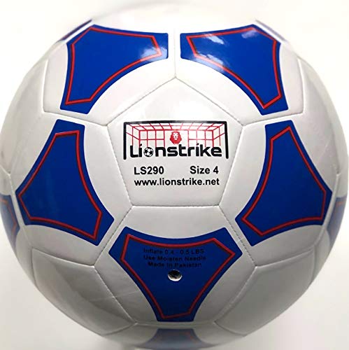 Balón de fútbol Lionstrike, de piel, tamaño 4, color blanco, tamaño 4