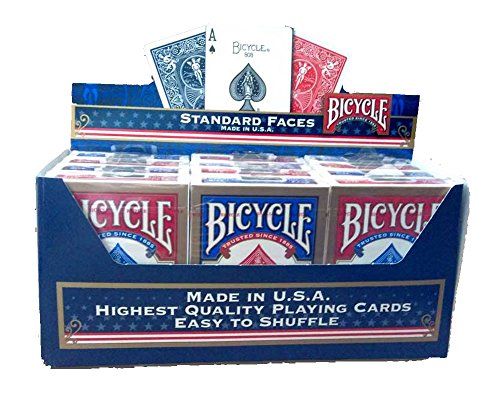Bicycle Paquete de 12 Tarjetas de Poker estándar (6 Azul/6, Color Rojo)