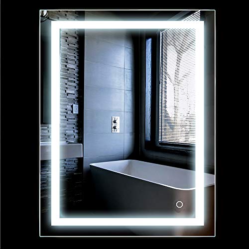 Espejo de Baño para Tocador y Espejo Espejo de Baño con Iluminación LED/Espejo de Pared Grande/Espejo de Luz/Espejo Baño 2 Tamaños 22W (500x700mm)