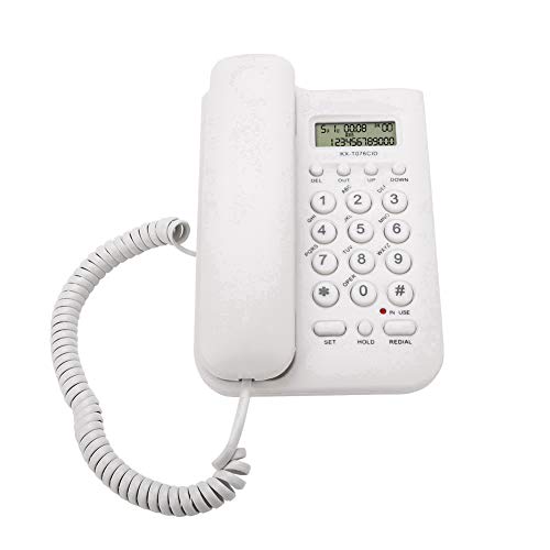 Exliy KX-T076 Teléfono con Cable Teléfono Fijo de Escritorio para Home Hotel(Blanco)