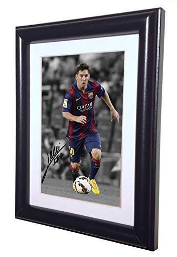 Lionel Messi Barcelona foto firmada fotografía foto marco autógrafo SML