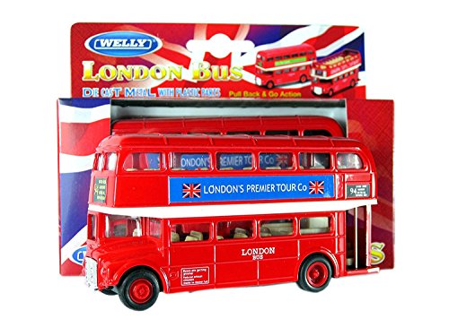 London Double Decker Modelo de Red Bus (Pull & Go Back Acción) Hecho de Die Cast M. ..
